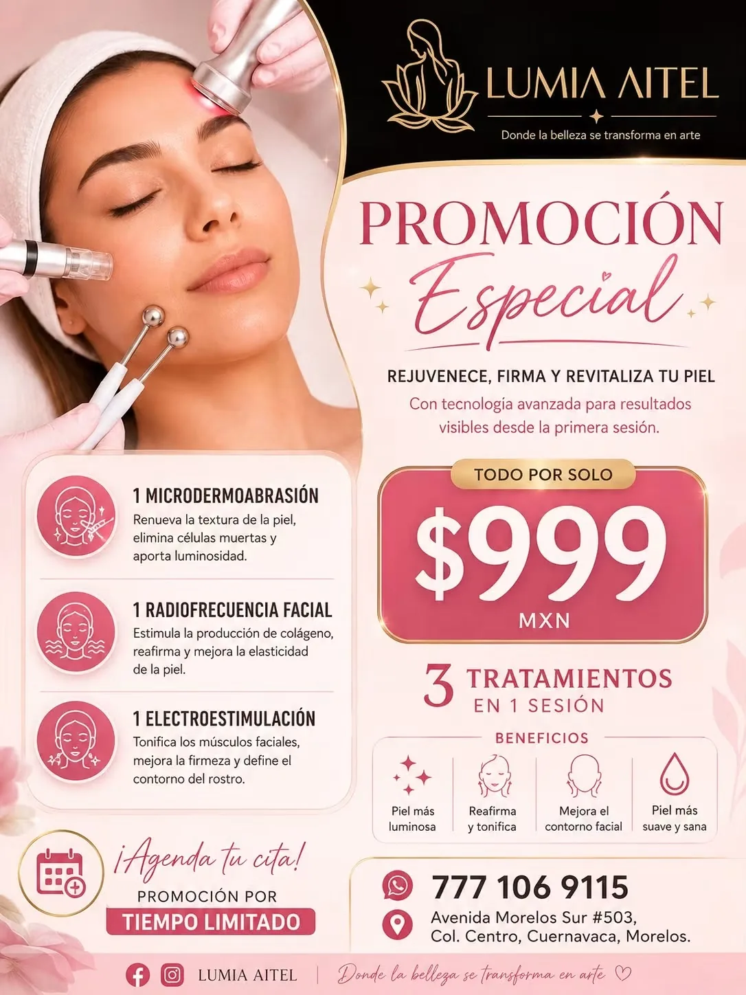 Tratamiento facial con tecnología estética